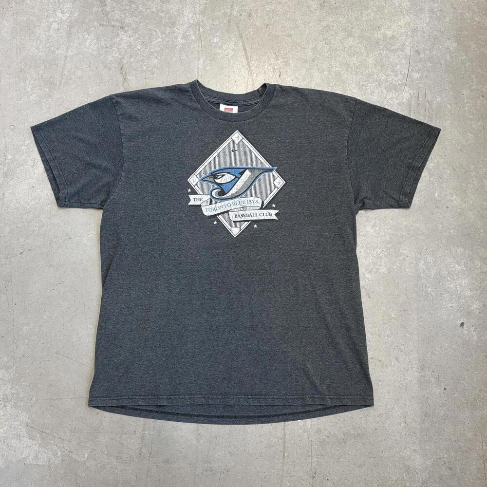 Vintage 2000s MLB Toronto Blue Jays Centre Swoosh T-Shirt Extra Large Gray